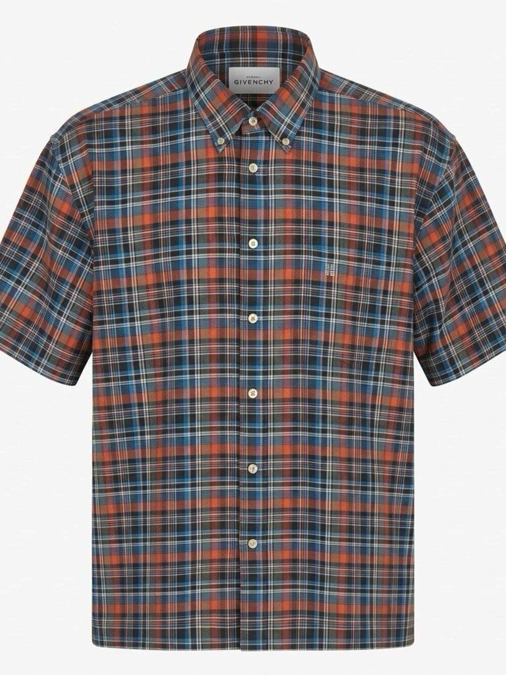 NEW Givenchy Men's Plaid Button Shirt LARGE Short Sleeve Cotton Casual